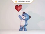 Papercraft d'ours en peluche avec cœur en 3D