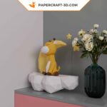 Papercraft girafe endormie sur la lune, modèle en papier 3D