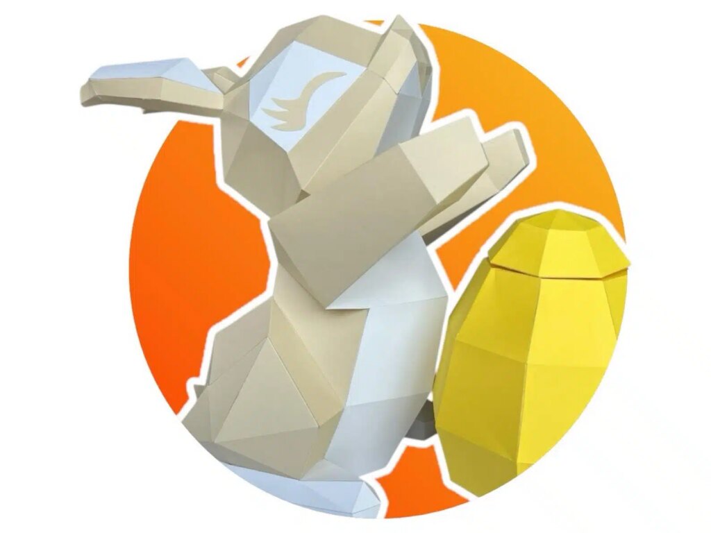 Papercraft lapin de Pâques avec oeuf en 3D