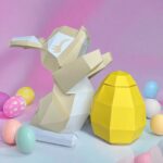 Papercraft lapin de Pâques avec oeuf en 3D