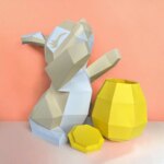 Papercraft lapin de Pâques avec oeuf en 3D