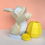 Papercraft lapin de Pâques avec oeuf en 3D