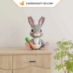Papercraft lapin de Pâques avec sa carotte en origami