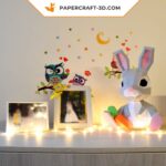 Papercraft lapin de Pâques avec sa carotte en origami