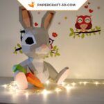 Papercraft lapin de Pâques avec sa carotte en origami
