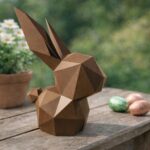 Papercraft lapin de Pâques dans son oeuf en 3D