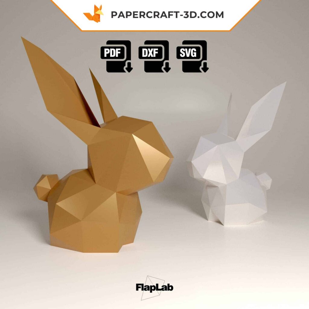 Papercraft lapin de Pâques dans son oeuf en 3D