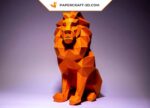 Papercraft lion assis en 3D
