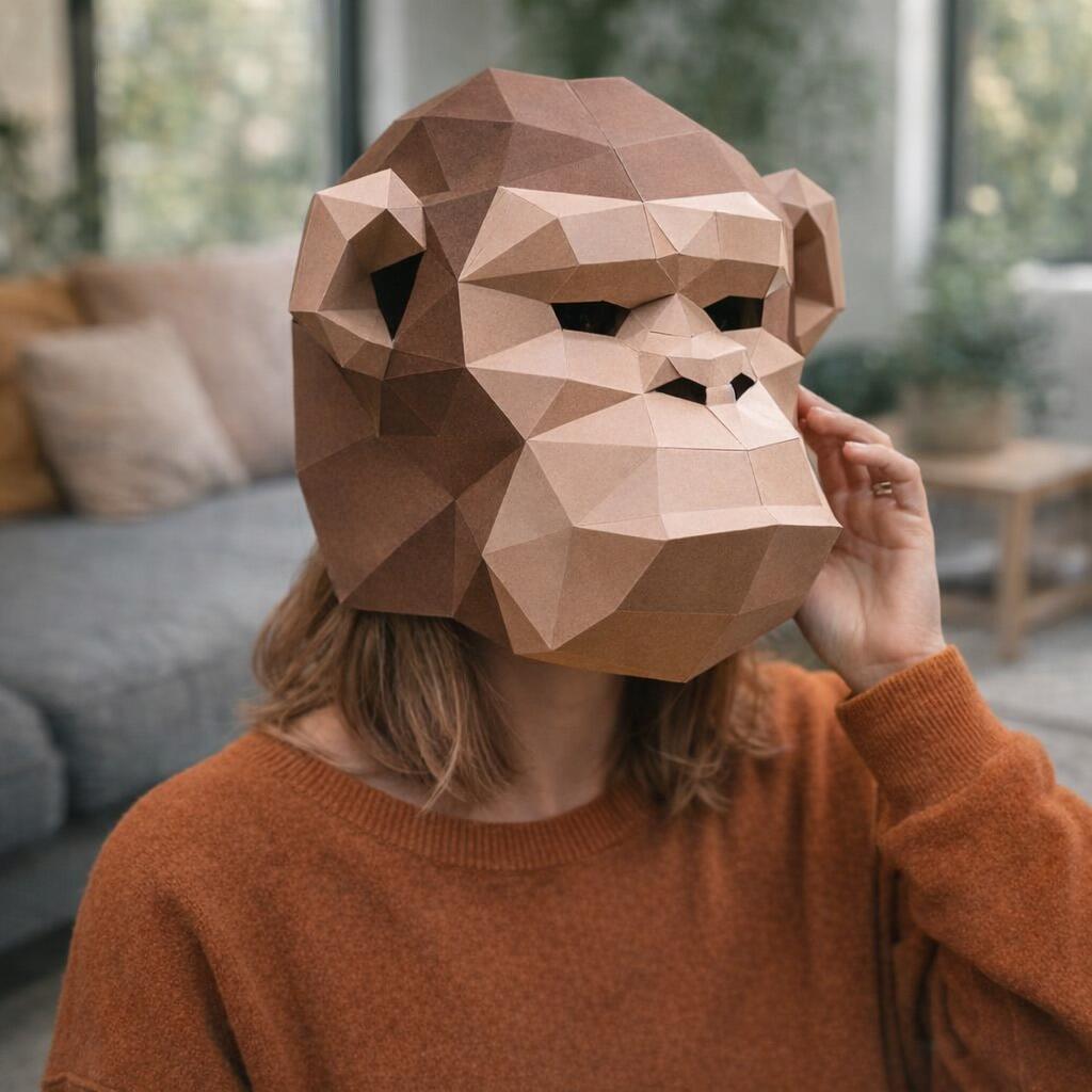 Papercraft masque de chimpanzé en 3D