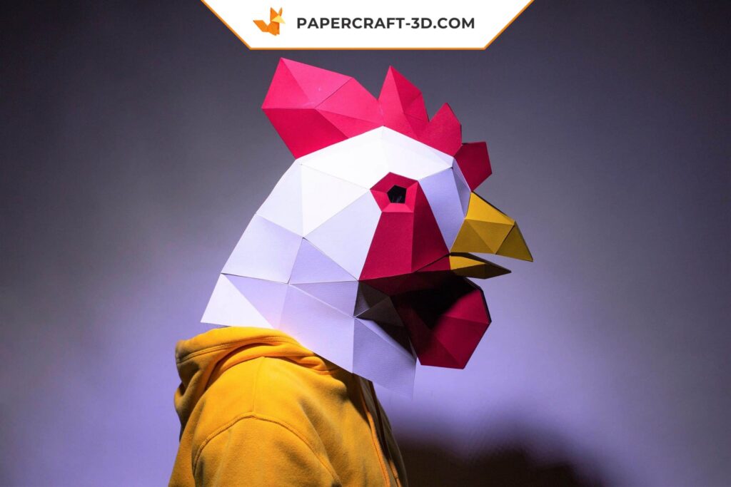 Papercraft masque de coq en origami