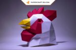 Papercraft masque de coq en origami