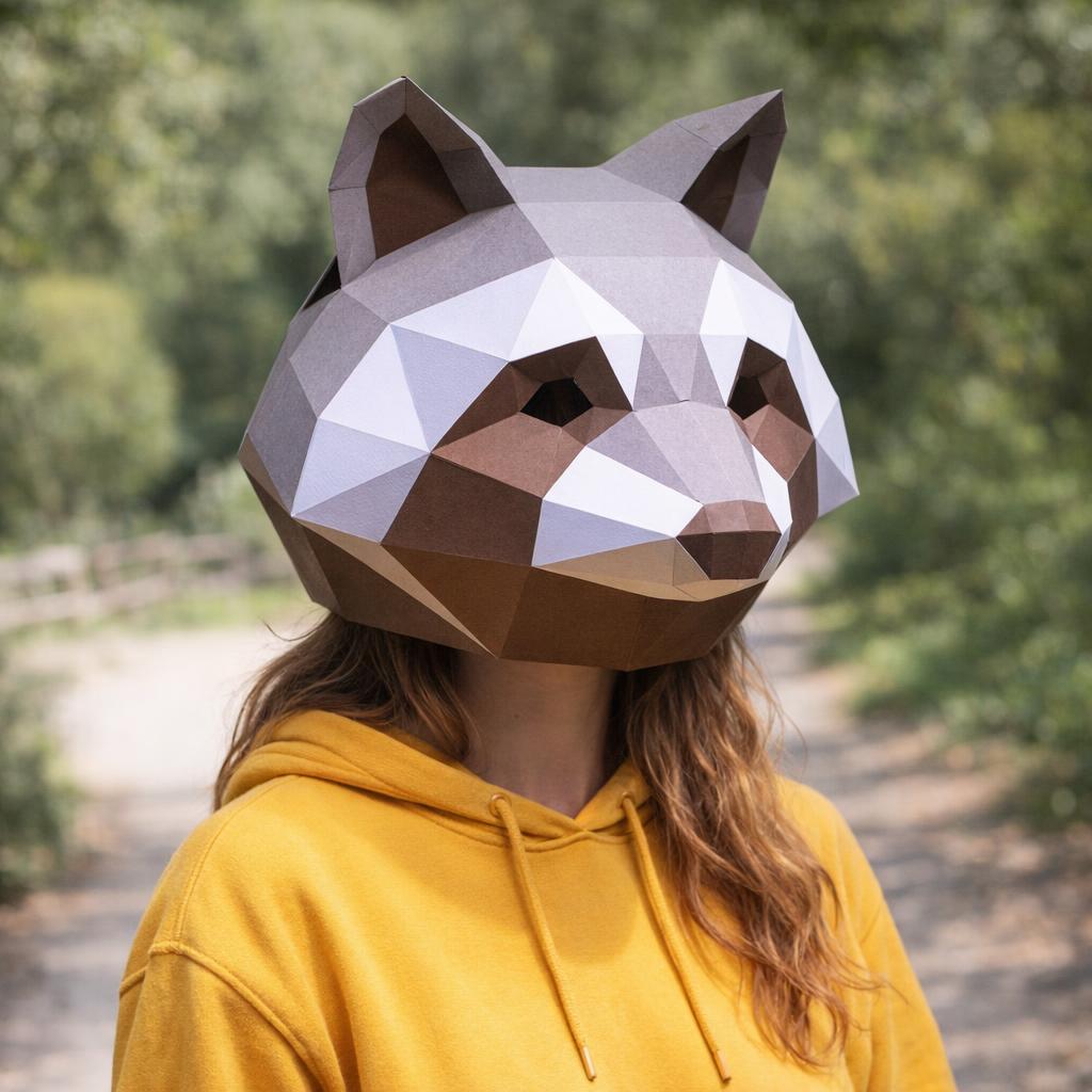 Papercraft masque de raton laveur en 3D