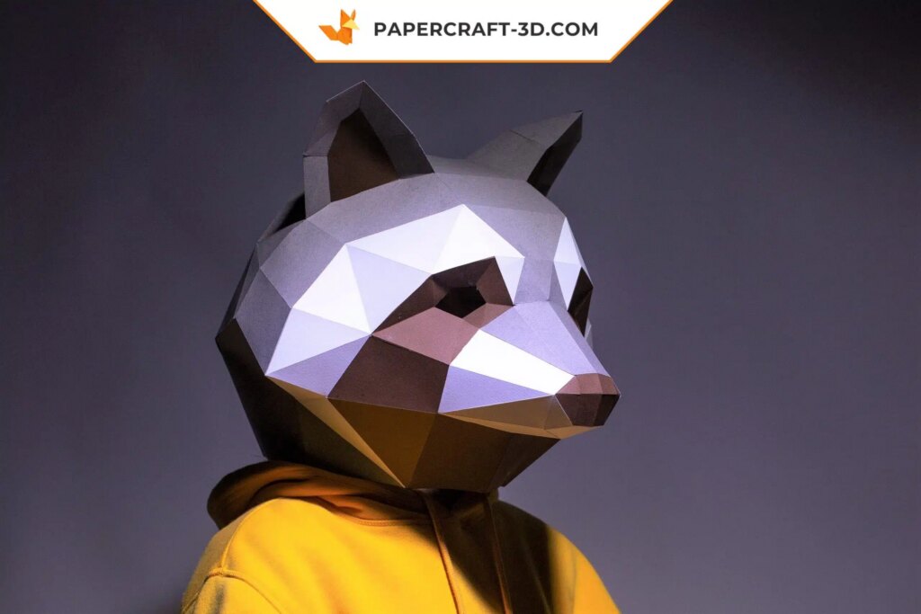 Papercraft masque de raton laveur en 3D
