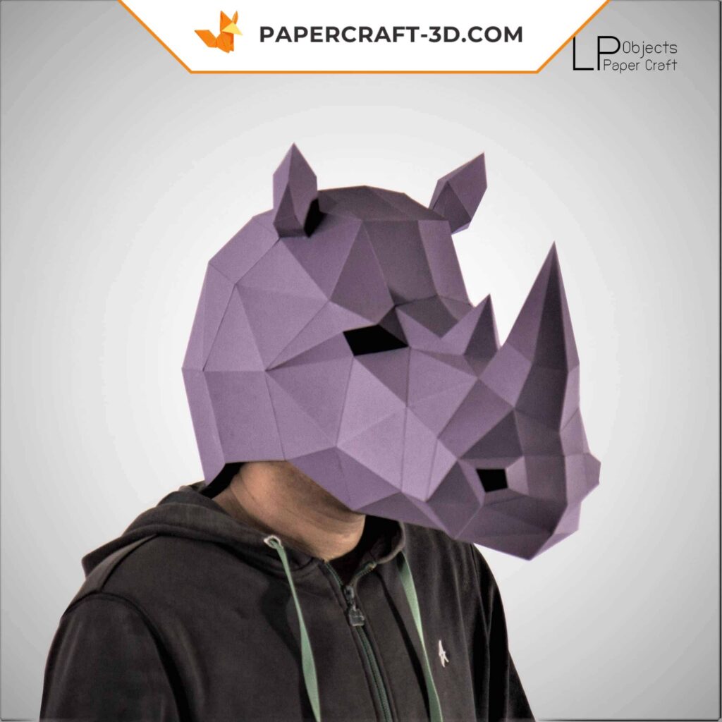 Papercraft masque rhinocéros en origami