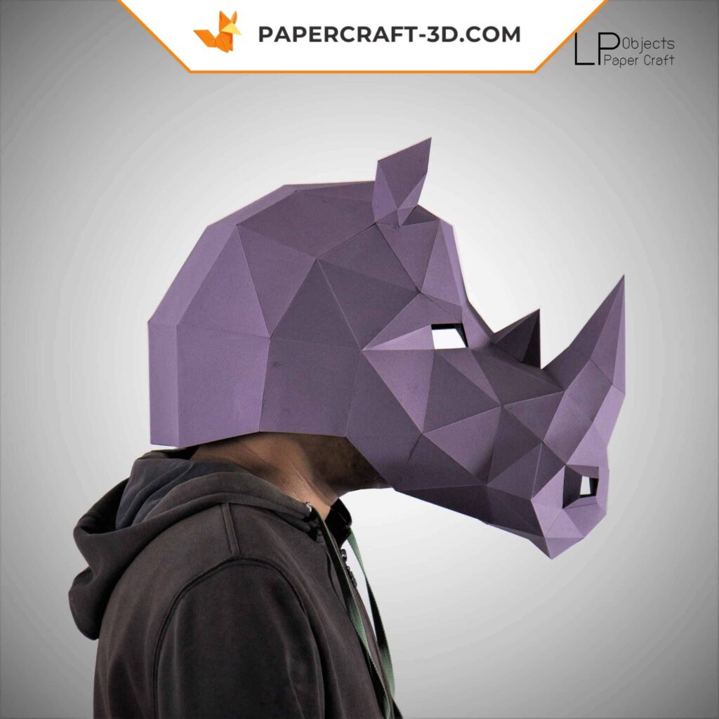 Papercraft masque rhinocéros en origami