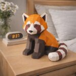 Papercraft panda roux assis en origami