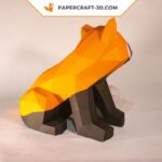 Papercraft panda roux assis en origami