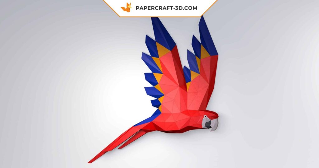 Papercraft perroquet mural majestueux en origami