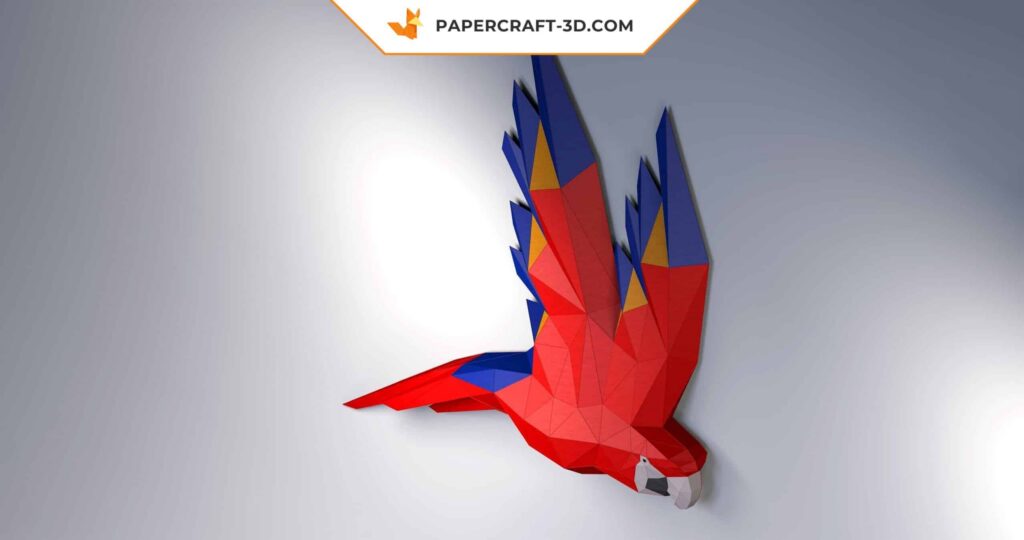 Papercraft perroquet mural majestueux en origami