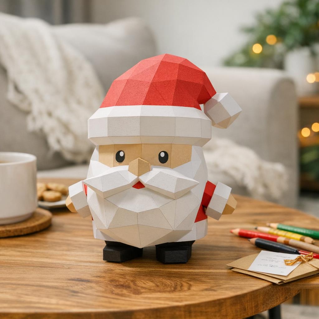 Papercraft pot de rangement Père Noël en 3D