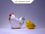 Papercraft poussin et sa poule en 3D