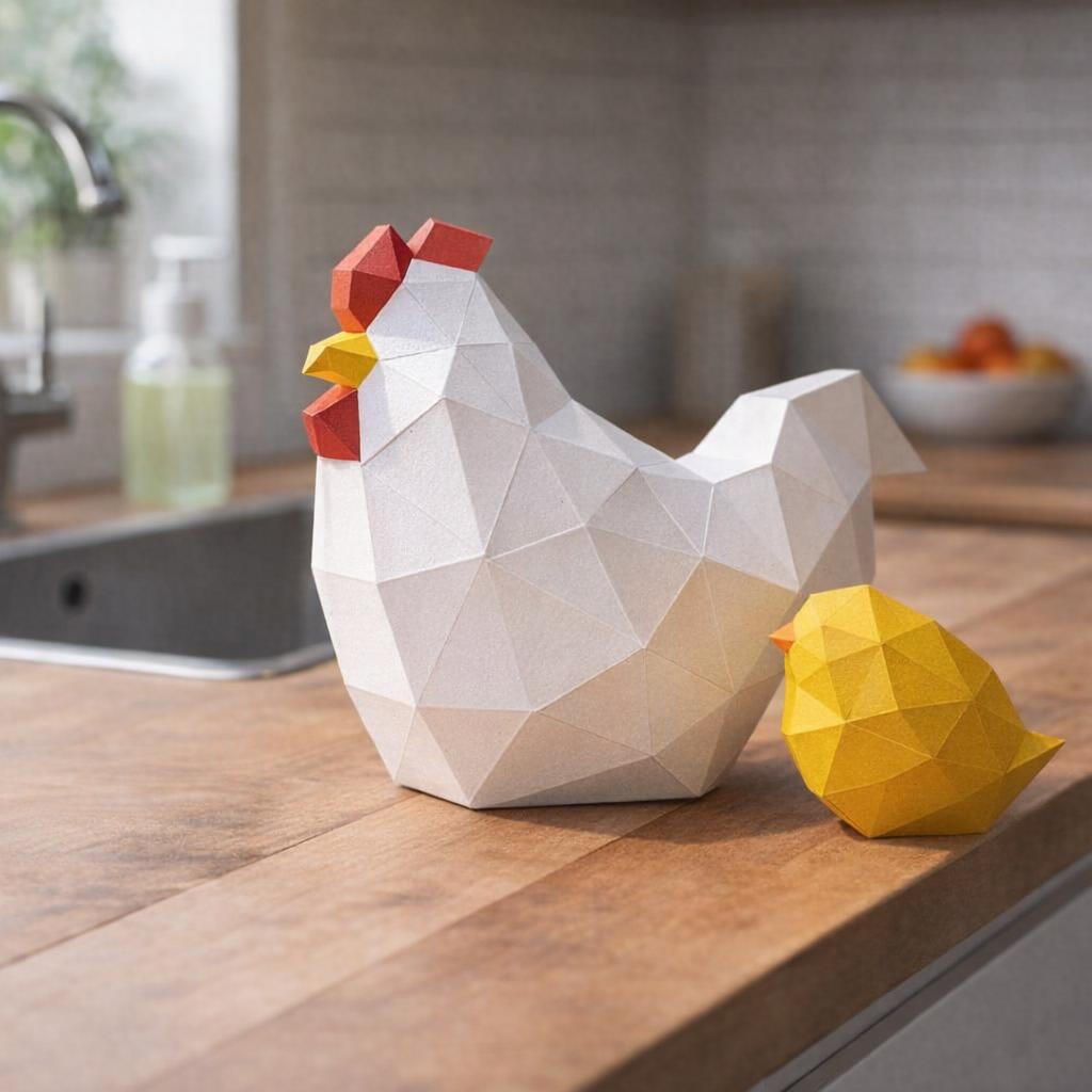 Papercraft poussin et sa poule en 3D
