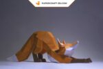 Papercraft renard qui s'étire en 3D