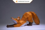 Papercraft renard qui s'étire en 3D