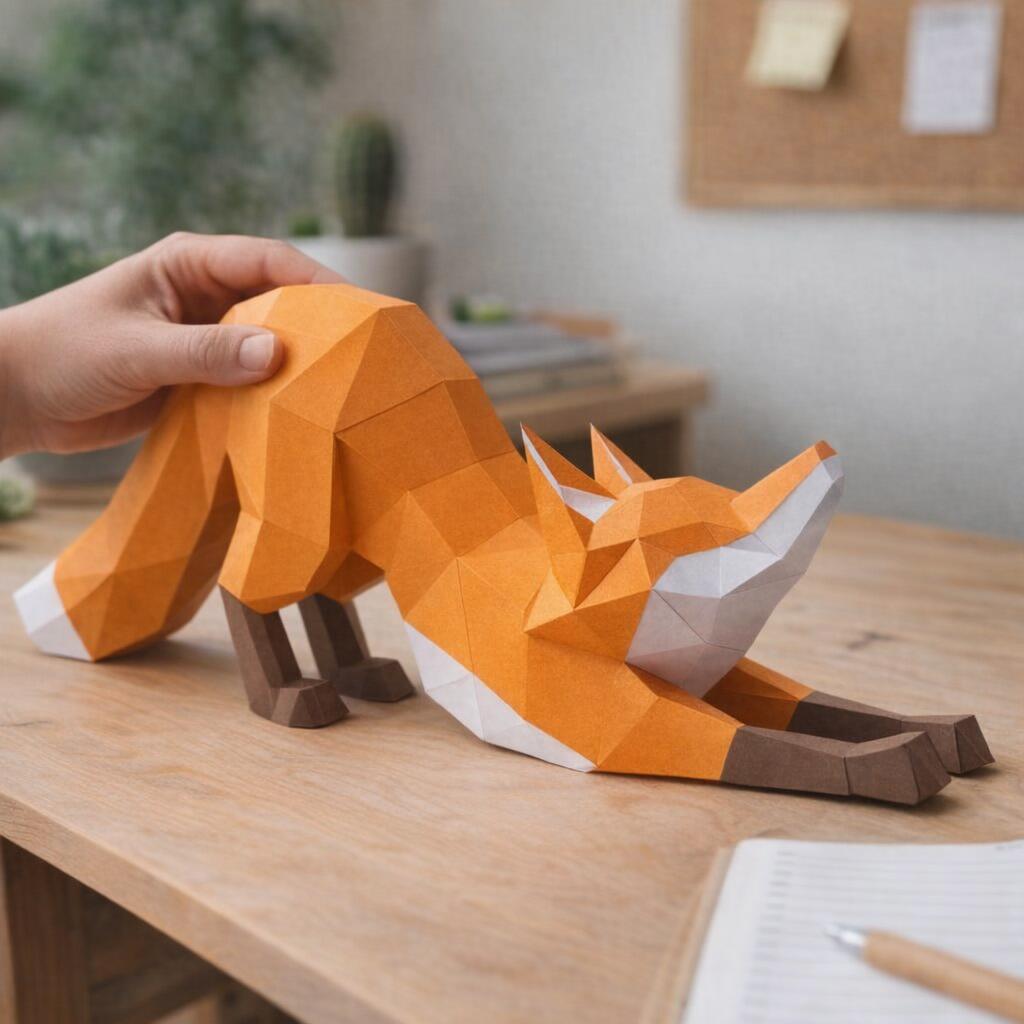 Papercraft renard qui s'étire en 3D Papercraft renard qui s'étire en 3D