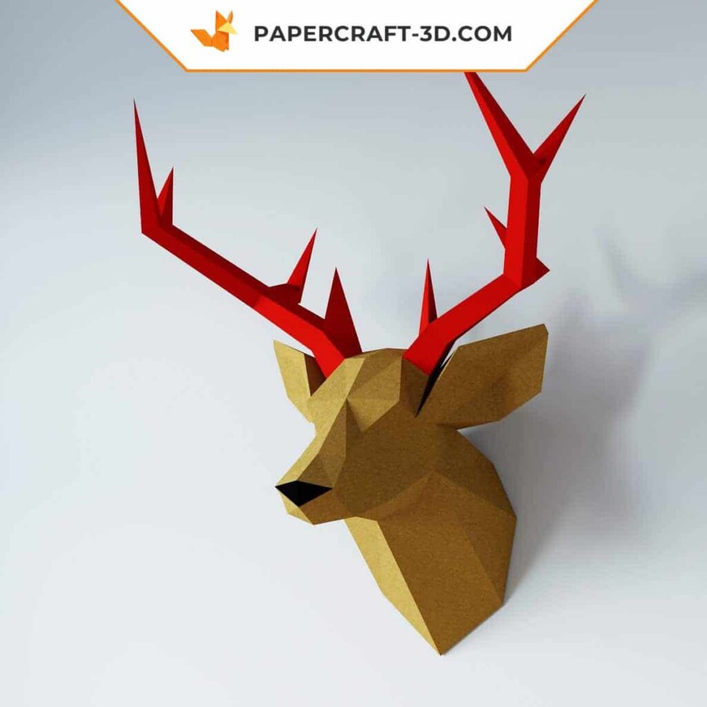 Papercraft tête de cerf mural en 3D