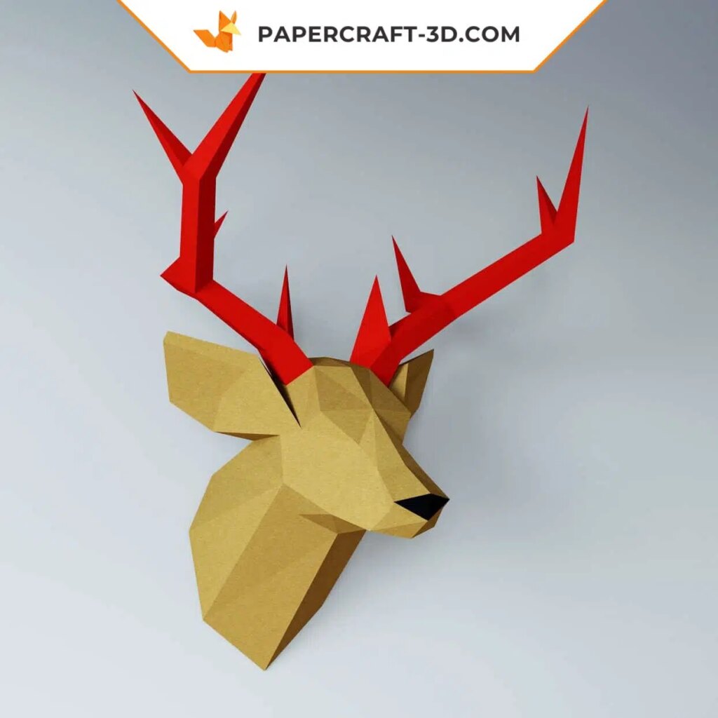 Papercraft tête de cerf mural en 3D