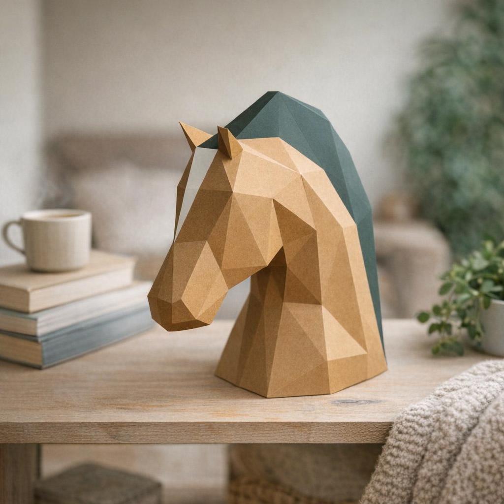 Papercraft tête de cheval en origami