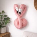 Papercraft tête de flamants rose en amoureux en 3D