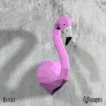 Papercraft tête de flamants rose en amoureux en 3D