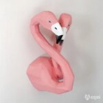 Papercraft tête de flamants rose en amoureux en 3D