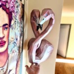 Papercraft tête de flamants rose en amoureux en 3D