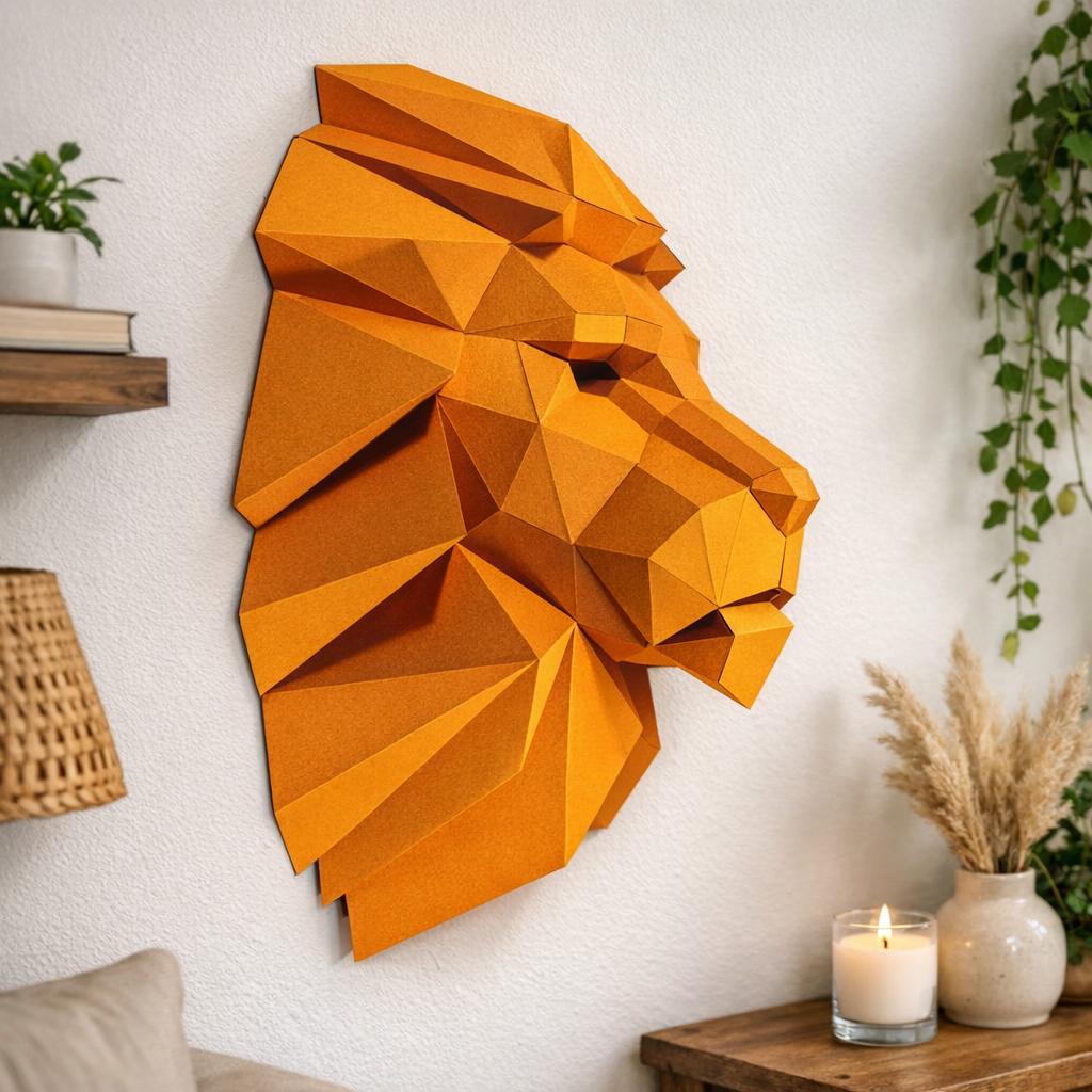 Papercraft tête de lion en origami
