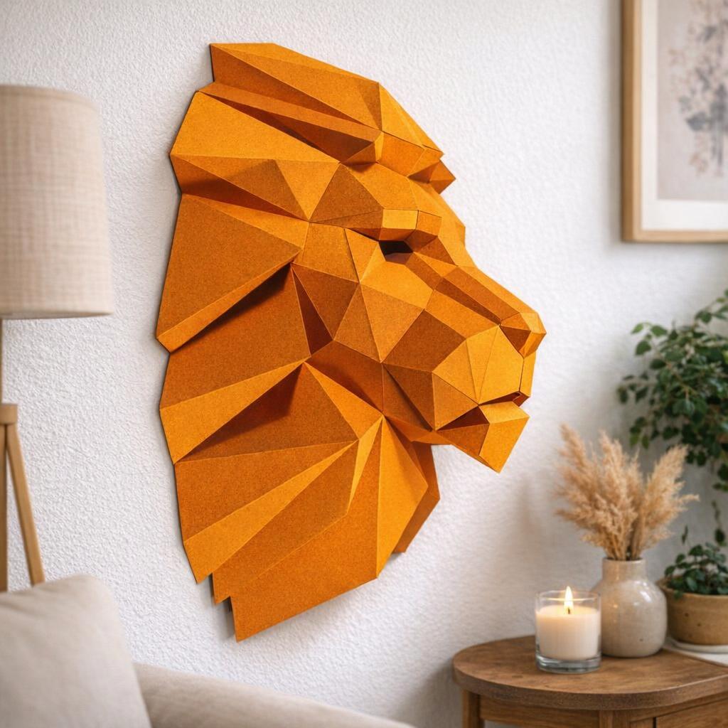 Papercraft tête de lion en origami