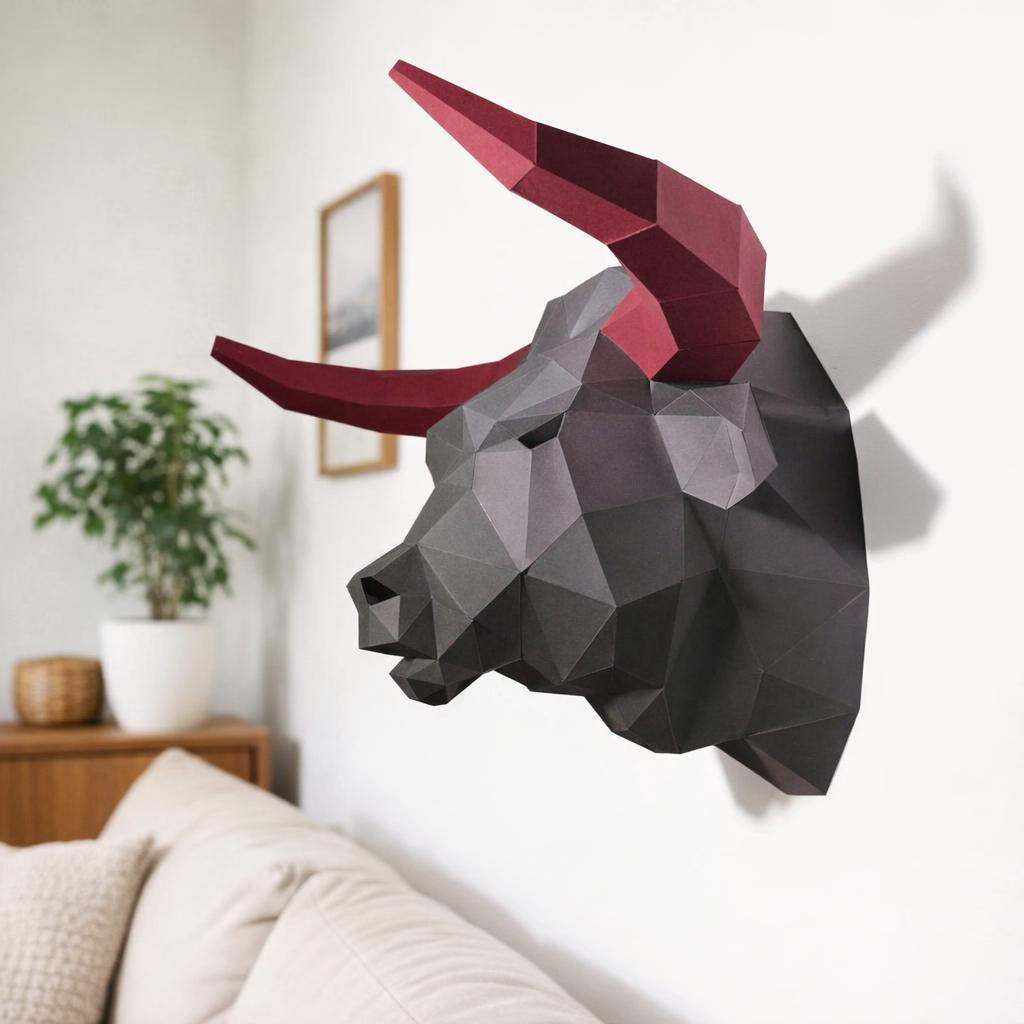 Papercraft tête de taureau en origami