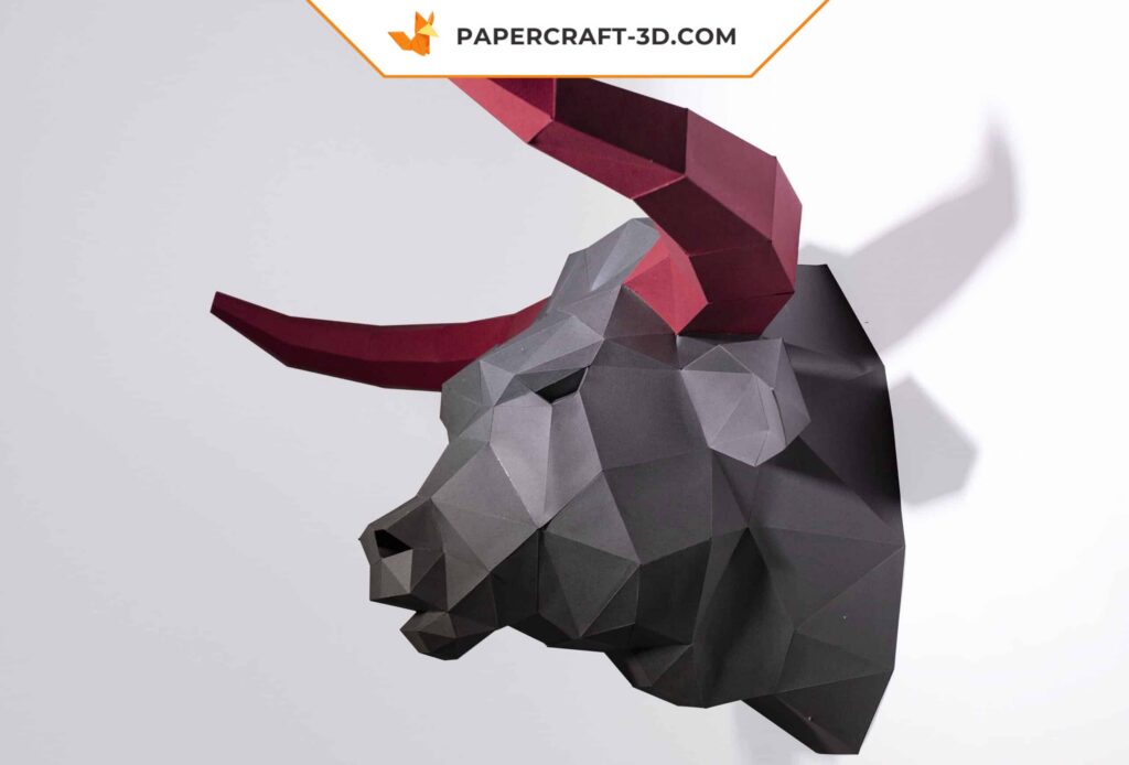 Papercraft tête de taureau en origami