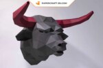 Papercraft tête de taureau en origami