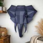 Papercraft tête d'éléphant murale en 3D