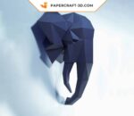 Papercraft tête d'éléphant murale en 3D