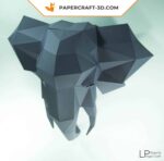 Papercraft tête d'éléphant murale en 3D