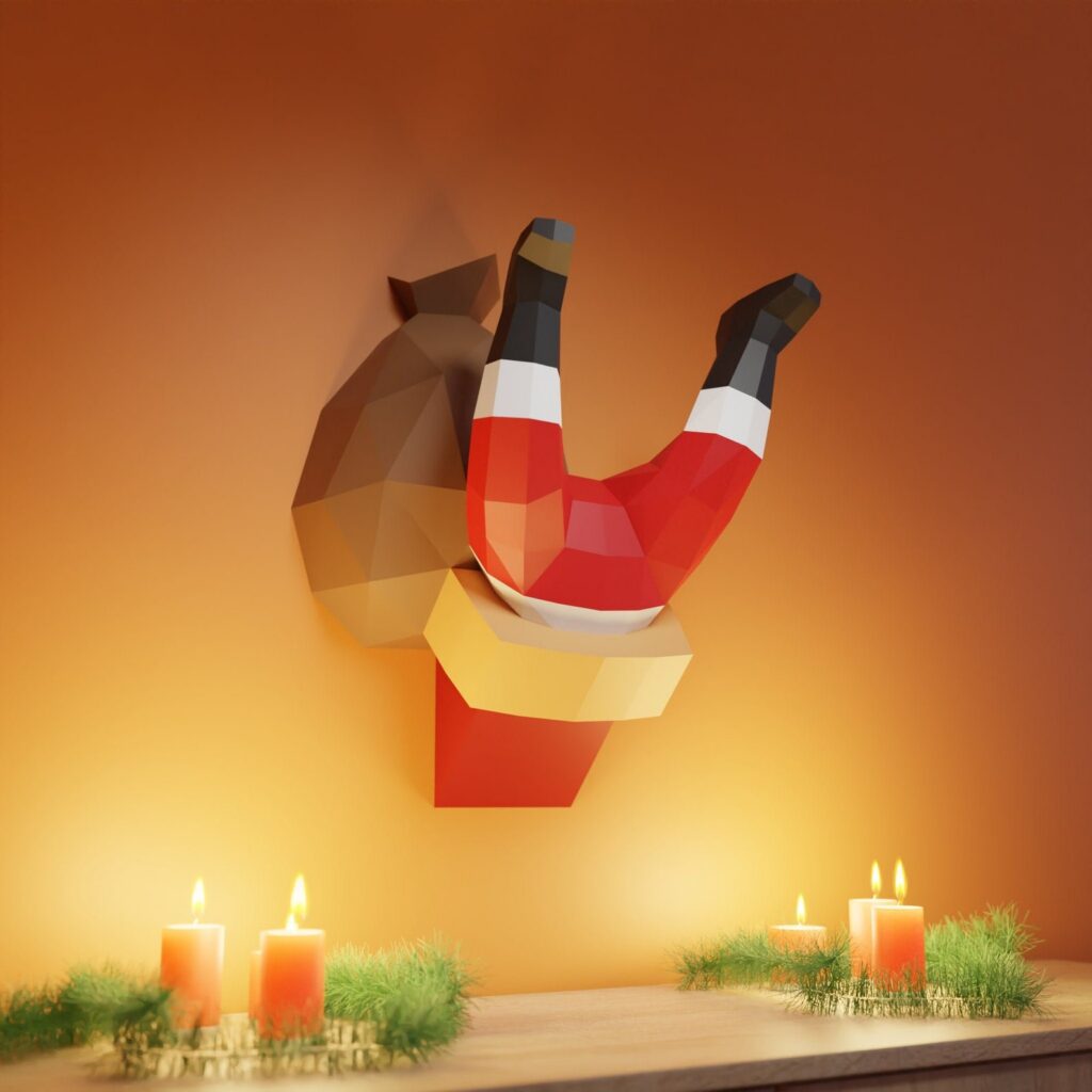 Père Noël coincé dans la cheminée