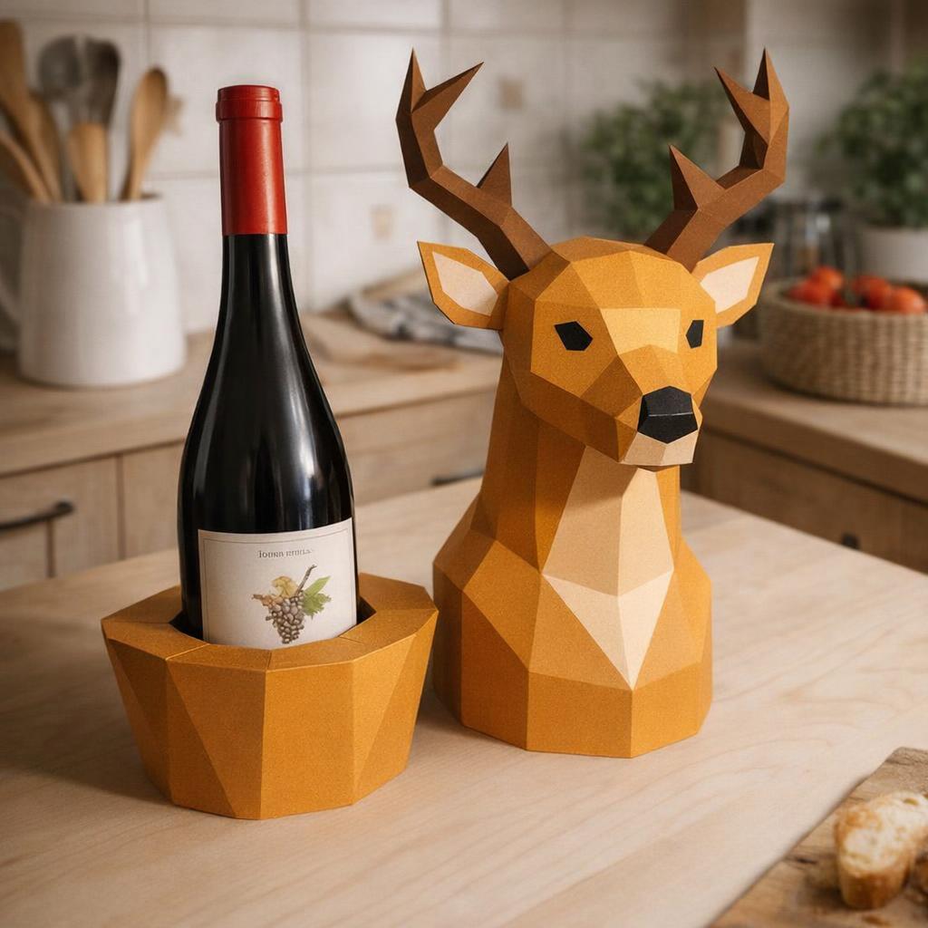 Porte-bouteille cerf en papercraft 3D