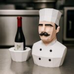 Porte-bouteille Chef – Buste de cuisinier en papercraft 3D