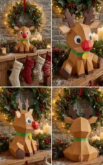 Renne de Noël en papercraft 3D