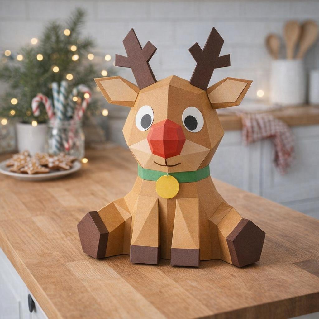 Renne de Noël en papercraft 3D