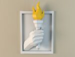 Tableau flamme olympique en papercraft 3D